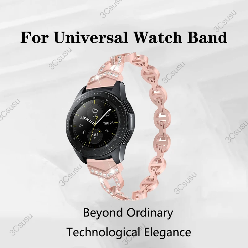 20mm 22mm Strap Women Diamond Bracelet for Samsung Galaxy Watch 6 5/Pro 4 Classic Band 40mm 44mm 45mm 42mm Active 2 43mm 47mm