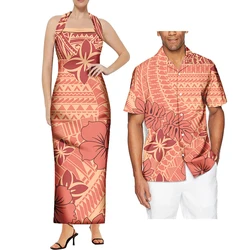 Polynesian Tribal Traditional Samoan Puletasi Dress For Women Custom Elegant Dresses Vintage Floral Dress Couple Set