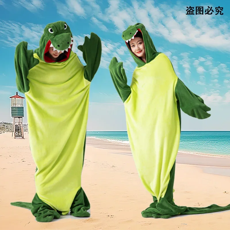 

Cartoon crocodile sleeping bag pajamas office nightgown crocodile blanket high-quality flannel crocodile party jumpsuit pajamas