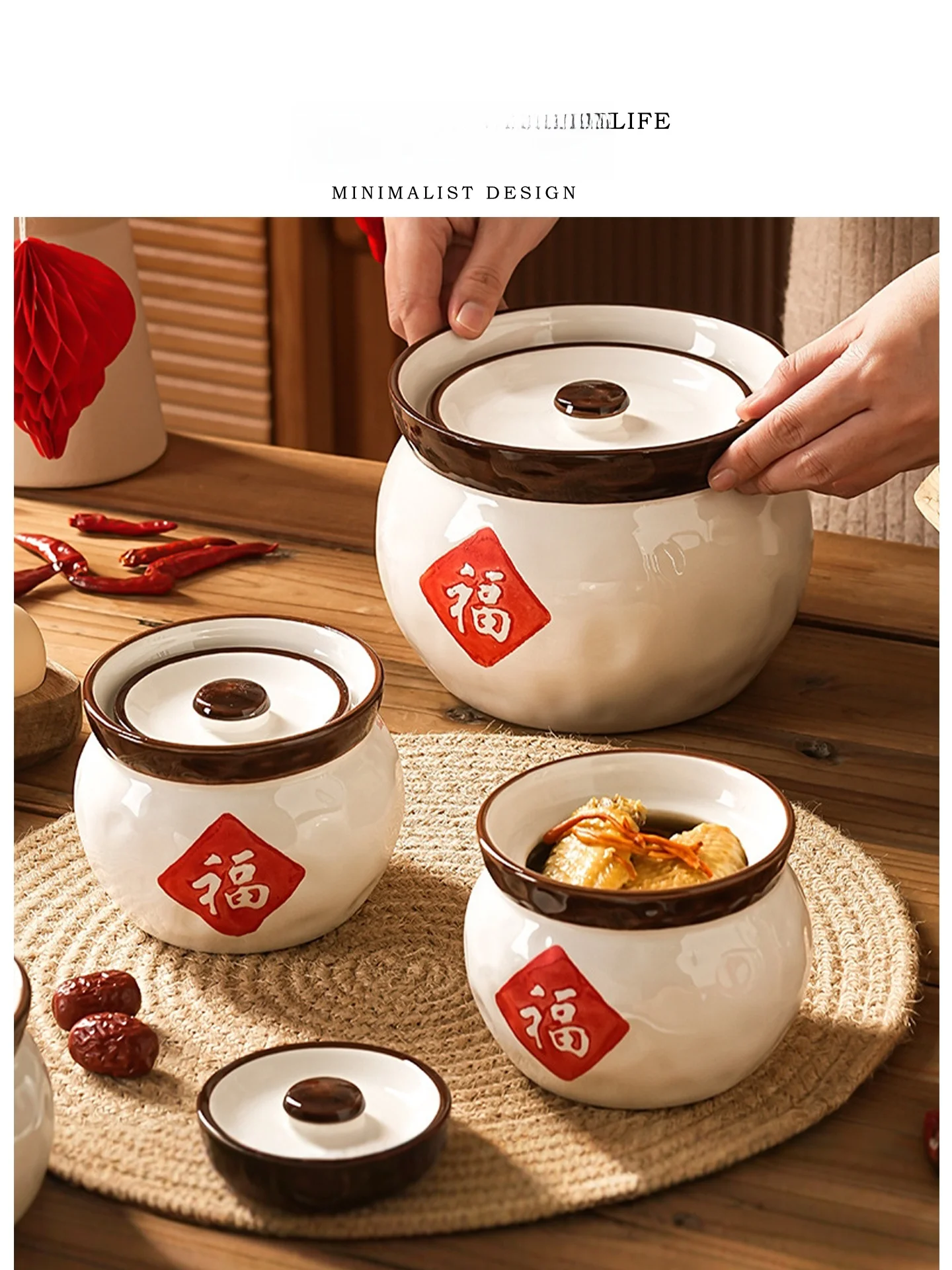 

Tlife Fortune Chinese Sle Seasoning Jar Kitchen Storage Container with Lid Pork Fat Canister Retro Cerc Food Storage