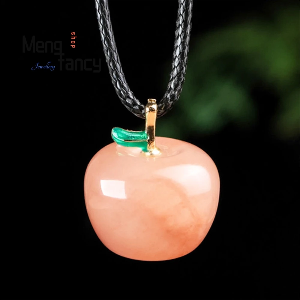 

Golden Thread Jade Peace Fruit Pendant, Peach Blossom-Stuffed Apple Jade Pendant Leather Rope Inlaid Jade Apple Pendant Ornament