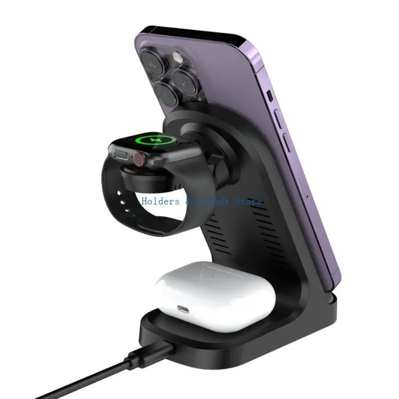 

Y4UE Wireless Charging Station 15W Charging Holder for Phone Watch Earphone Travel Charging Stand Dock Multifunction