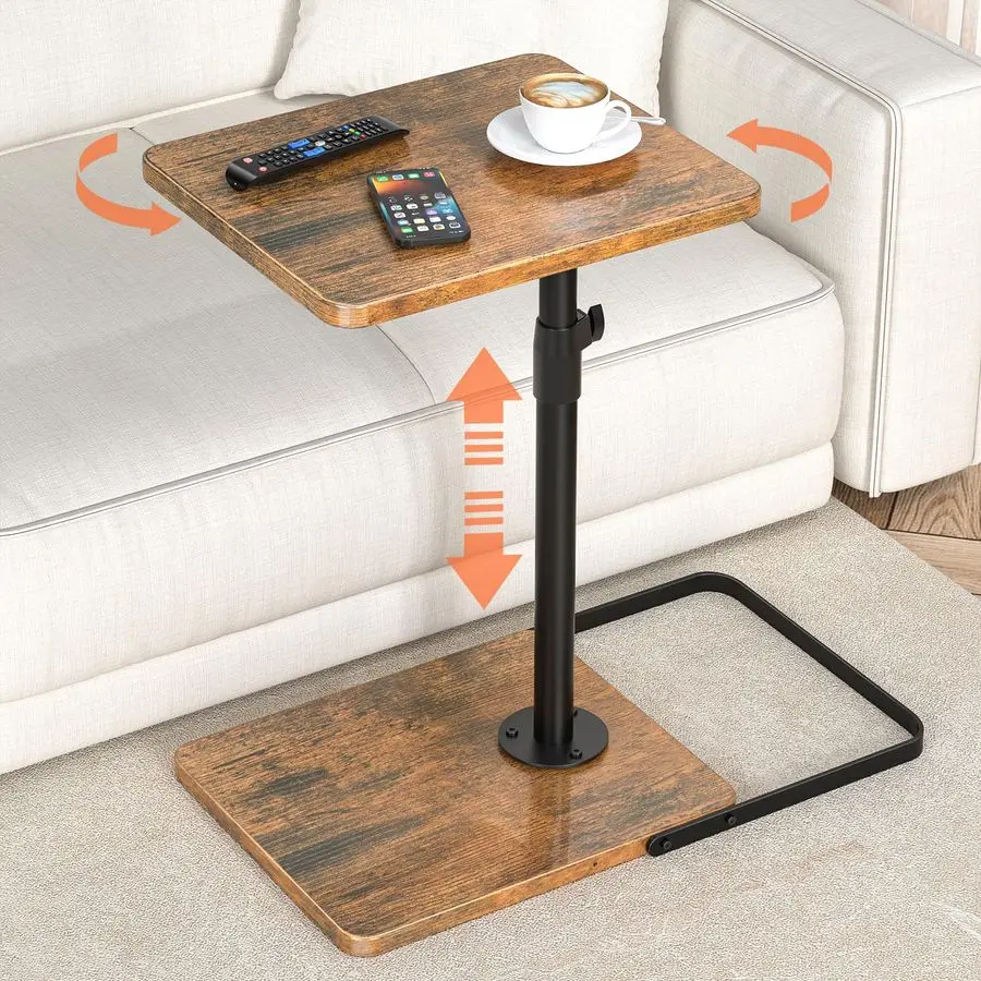 

Tray Table for Couch Adjustable Height amp 360Swivel Panel DesignLarger Metal and Wooden Base to Prevent SlippingSofa Armrest T