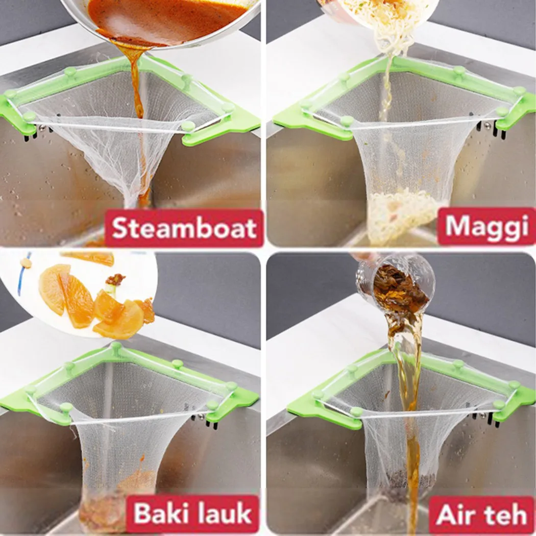 50Pcs Disposable Kitchen Filter Holder Sink Strainer Bag Kitchen Hanging Garbage Rack Mesh Net Drainage Screen Sink Garbage Net