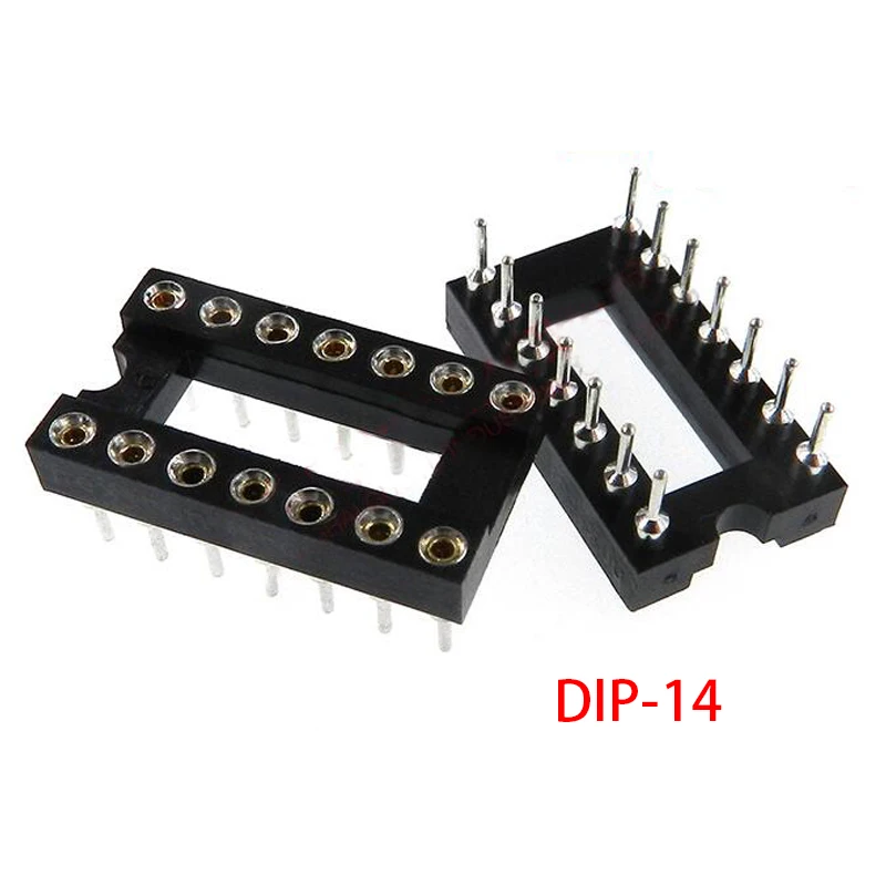 10pcs DIP-14 Round Hole 14 Pins 2.54MM DIP DIP14 IC Sockets 14 PIN 2.54 Adaptor Solder Type IC Connector