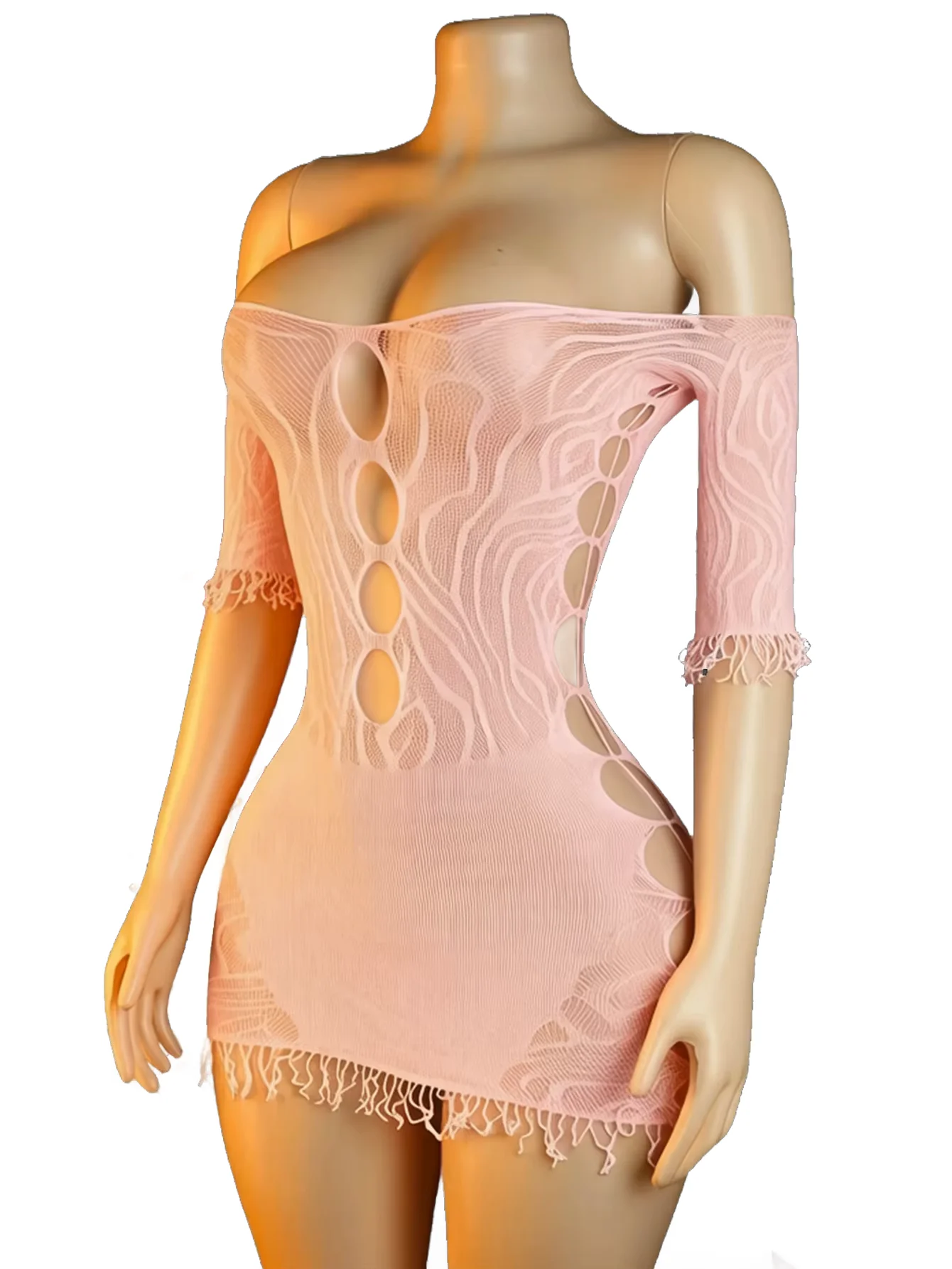 Women's One‑Shoulder Backless Hollow‑Out Dress, Glamorous Intimate Wear for Romantic Evenings (One size fits 88‑132lbs)