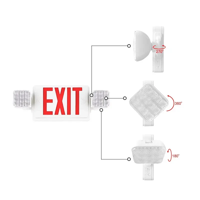 In Voorraad Laagste Prijs Draagbare Twin Head Exit Oplaadbaar Met Noodlicht