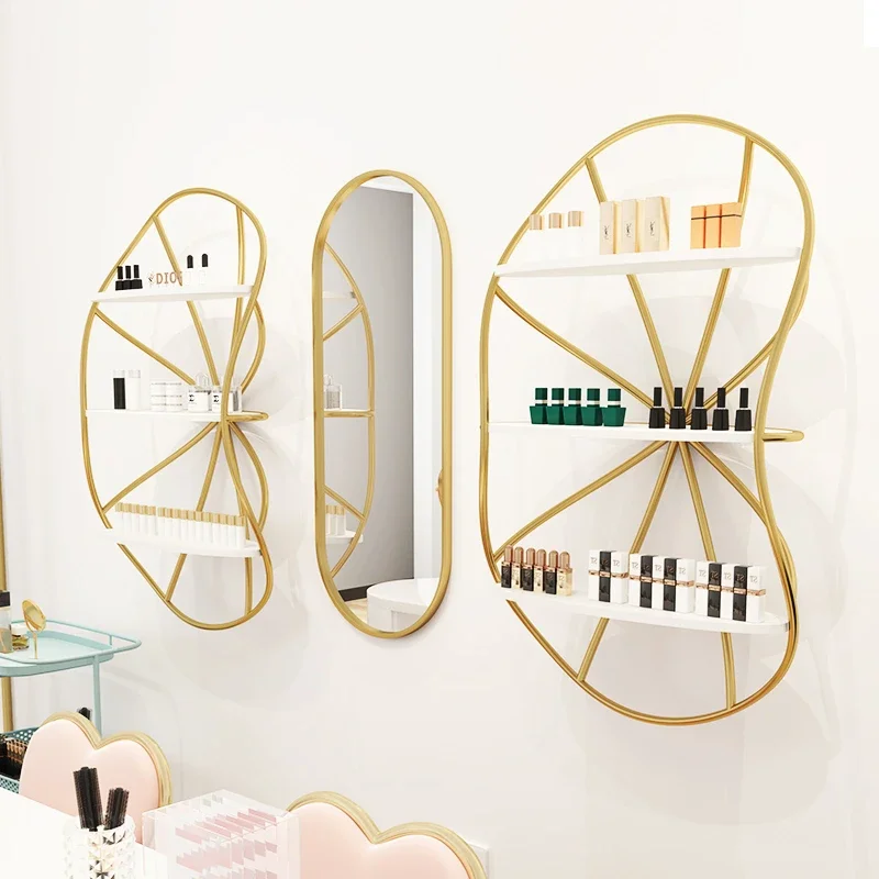 Light Luxury Display Stand Beauty Salon Nail Polish Rack Multilayer Wall Hanging Organizer Metal Armor Oil Adhesive Rack Best