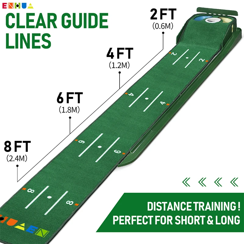 

Golf Mat Manufacturer Indoor Outdoor Practice Mat Premium Golf Putting Green with Automatic Ball Return Track & Barrier