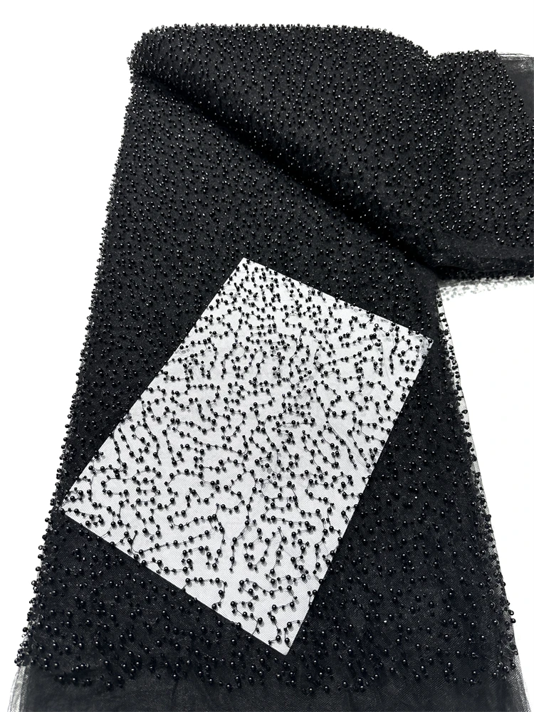 2025 Afrikaanse populaire mode handgemaakte borduurveters kralen netto kant parel hoge kwaliteit tule stof voor dames feestjurken