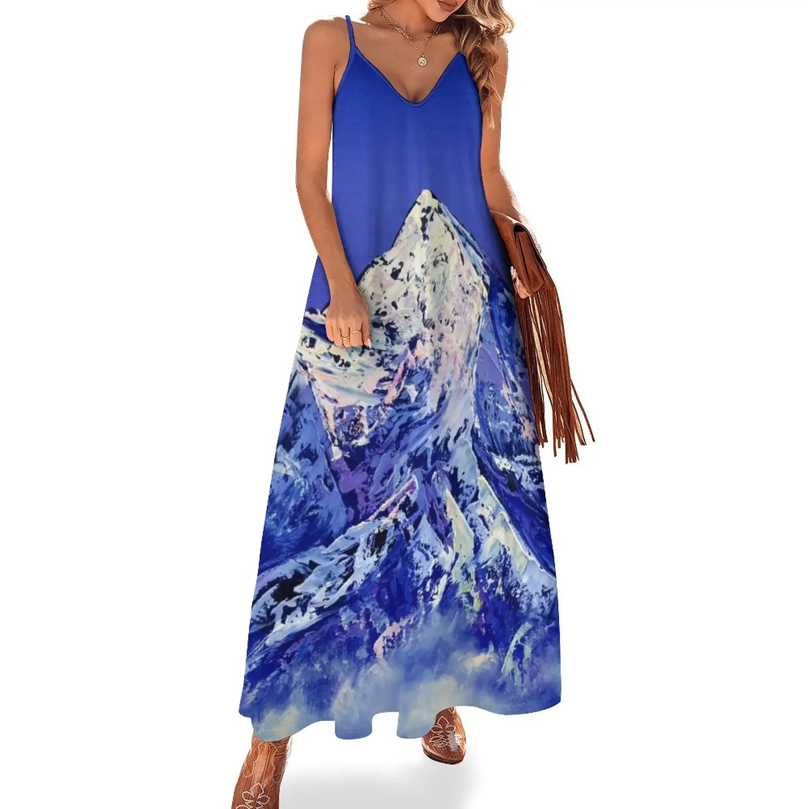 

Everest after sunset. Holy mountain Sleeveless Dress birthday dress for women Women's skirt