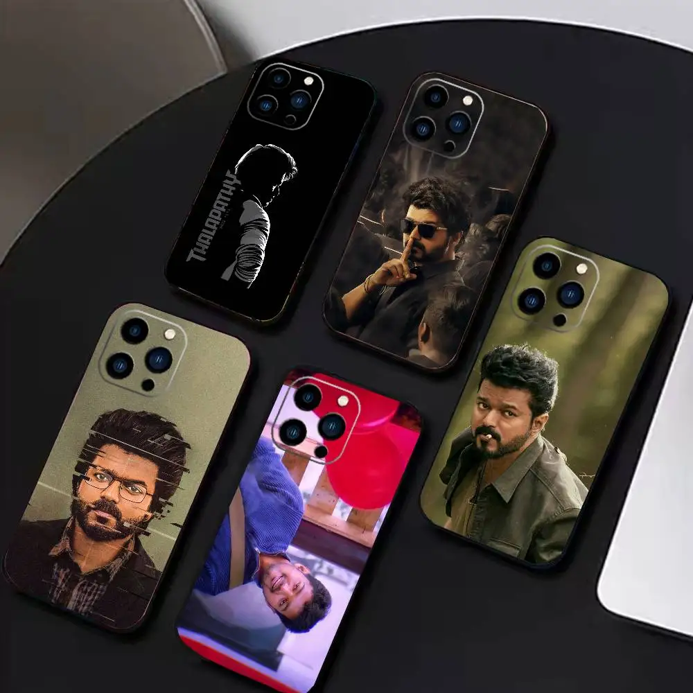 

P-ThalaPathy V-Vijay Actor Phone Case For iPhone17,16,15,14,13,12 Plus,Max Soft Silicone Black Cover