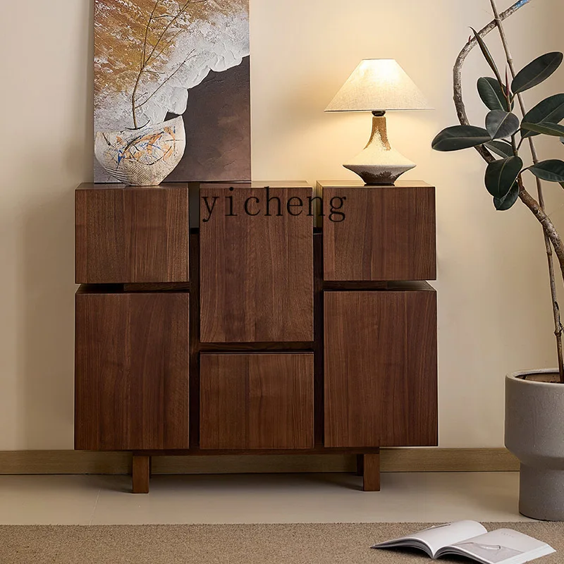 

FY North American Black Walnut Living Room Wall Storage Cabinet Solid Wood Sideboard Cube Cabinet