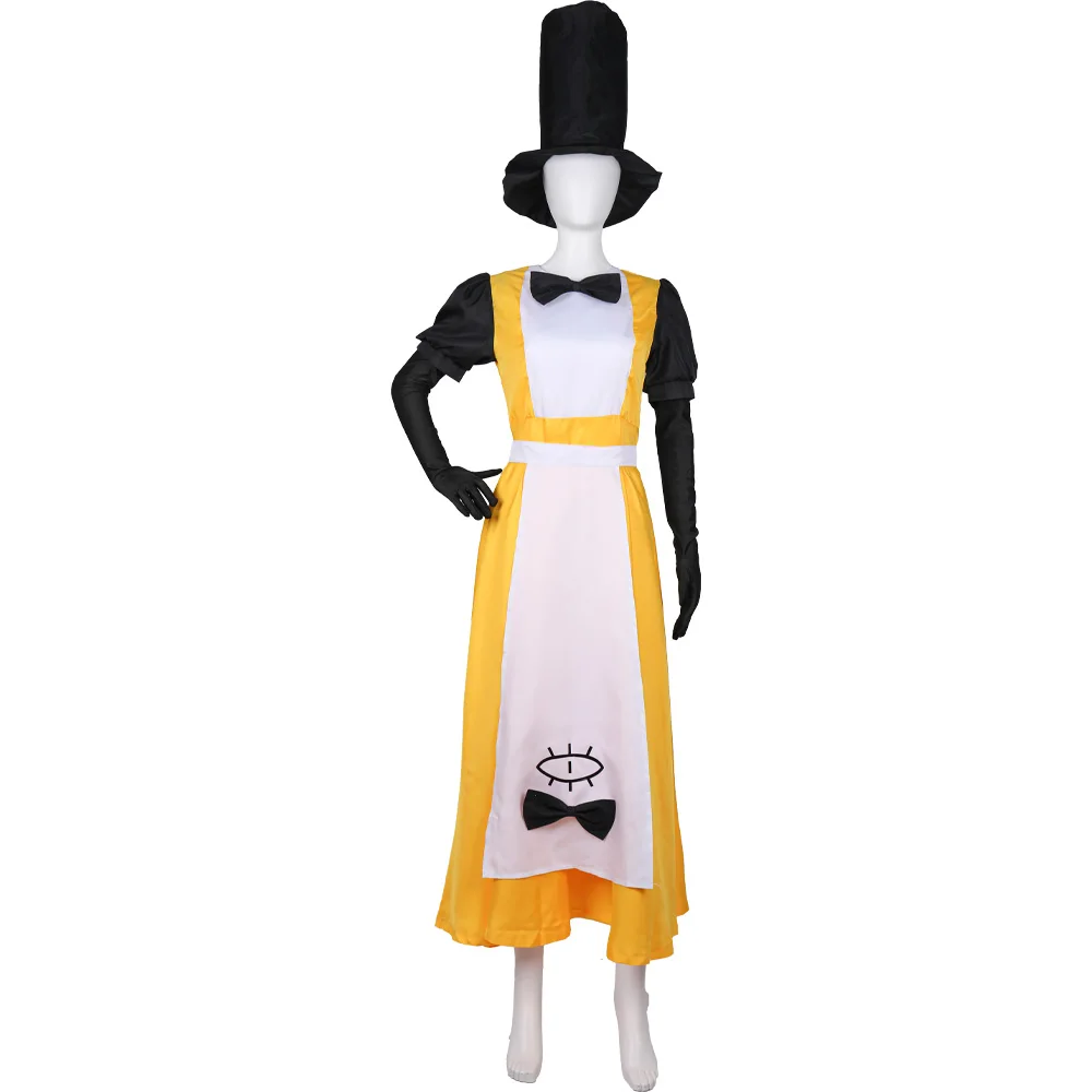 

Anime Bill Cipher Cosplay Costume Mystery Attack Outfit Halloween Clothing with Hat Women Dress Suit