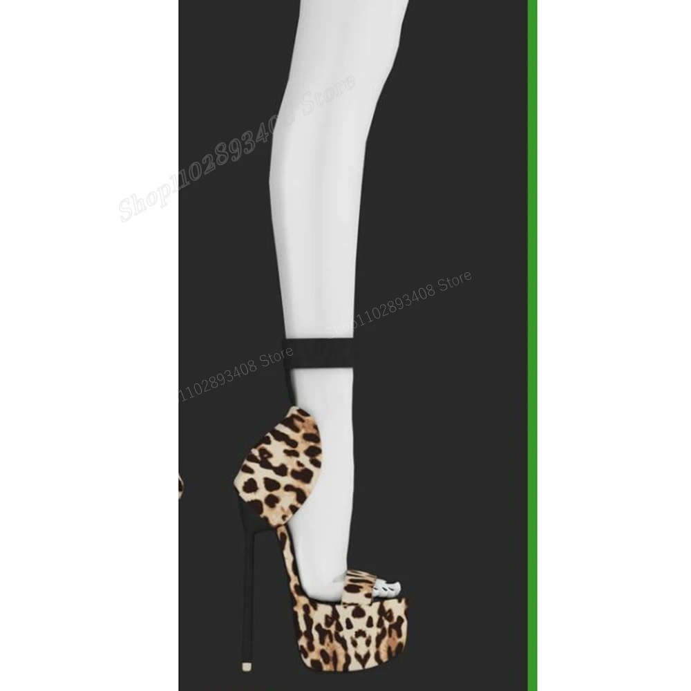 Leopard Pattern Platform Peep Toe Sandals Stiletto High Heel Elegant Fashion Sexy Women Shoes Summer 2024 Zapatos Para Mujere