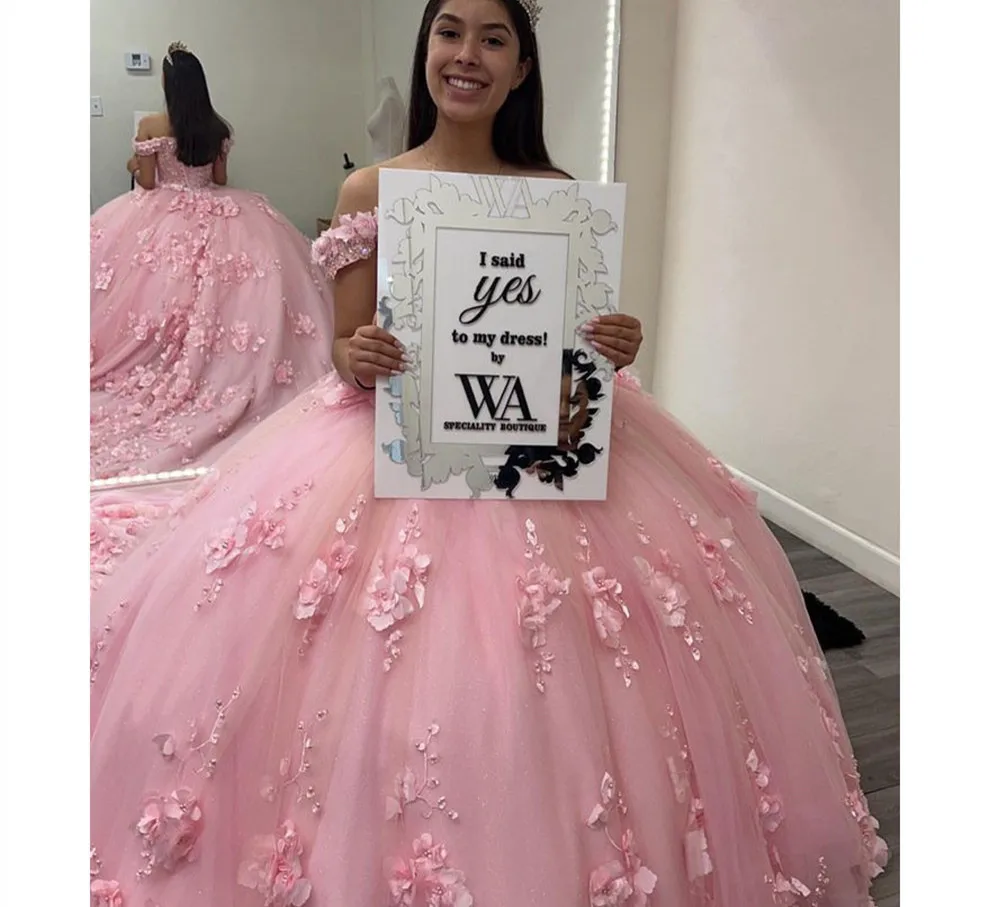 Apliques de flores en 3D, Vestidos de Quinceañera de lujo, Vestidos de cumpleaños de graduación para niñas, Vestidos de princesa 15 16 dulces, Vestidos hechos a medida