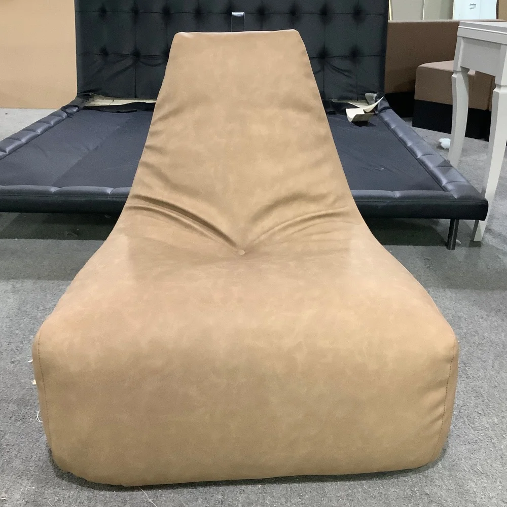 *Full Customization Casual Modern Leather Bean Bag Lounge Chair in Camel Tone for Living Room, Bedroom & Relaxation Space