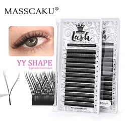 MASSCAKU Private Label Y Volume Eyelashes 3D 4D 5D Russian Premade Fan Eyelash Extensions YY Shape Lashes Makeup Tools