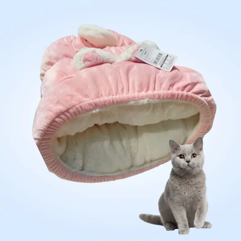 

Cat Bed Cave for Indoor Cats Cute Slipper Washable Cave House Soft Plush Cat House Bed