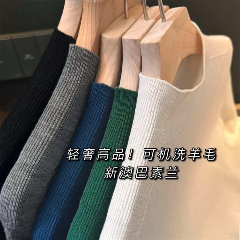 G110720~Bottoming Machine Washable Seamless Integrated Xin Ao Extrafine Wool Half-High Collar Inner Match Knitwear for Women Aut