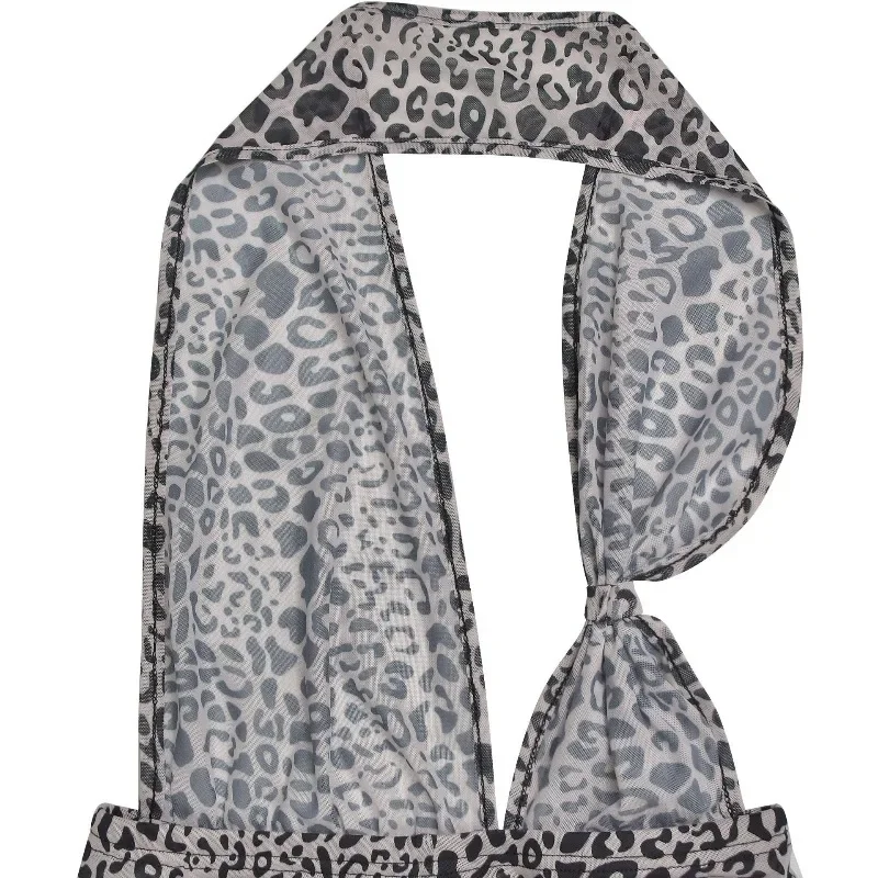 จั๊มสูท GUWU รุ่น Elegant สำหรับผู้หญิง ลายเสือดาวเว้าหลัง คอลึก เซ็กซี่ เหมาะสำหรับงานกลางคืน ปี 2025