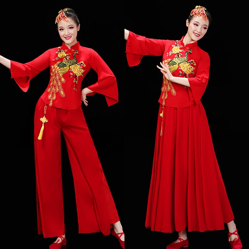 

Китайский народный танец, красный Янко, национальные танцевальные костюмы, классическая танцевальная одежда на талии, барабан, танцевальная одежда для квадратных танцев, одежда ханьфу 4Xl