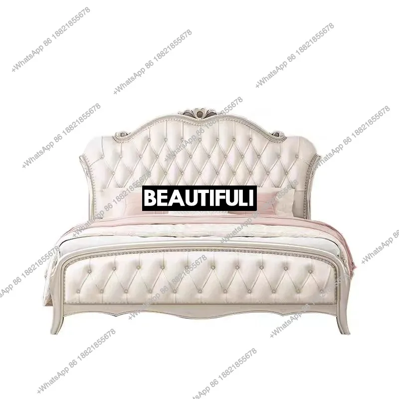 

American light luxury master bedroom solid wood bed modern simple double bed soft bag