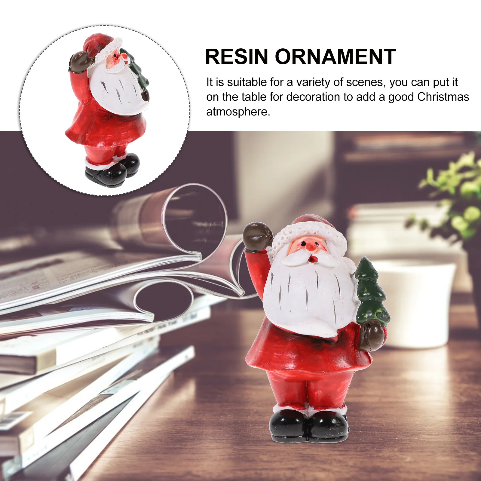 

1Pcs Resin Santa Figure Christmas Ornament Artistic Feeling Mini Xmas Figurines Decor Resin Ornament Miniature Figurines