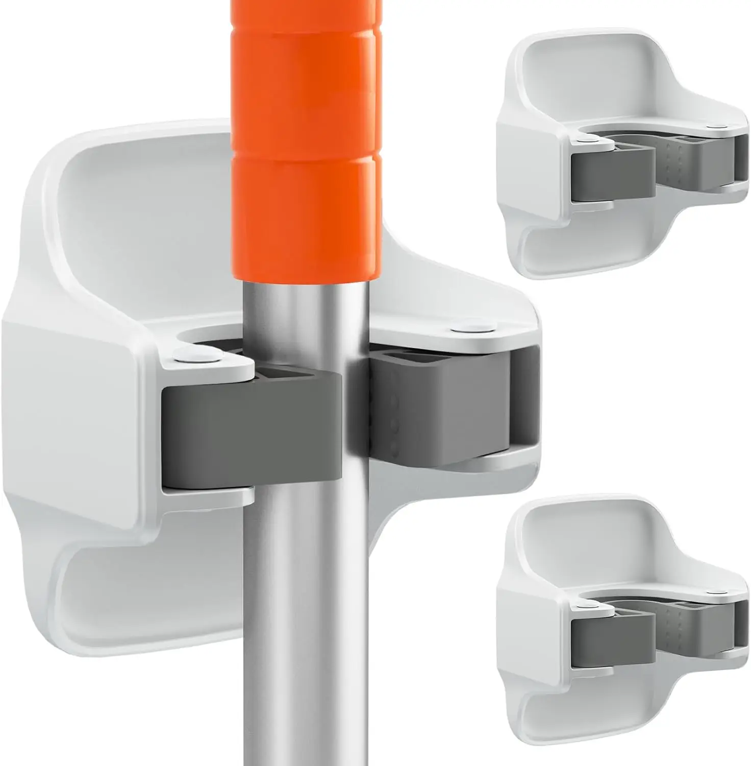 

Набор из 3 самоклеящихся настенных держателей для метлы без сверления с противоскользящим покрытием для швабры, совка и хранения в гараже — белый