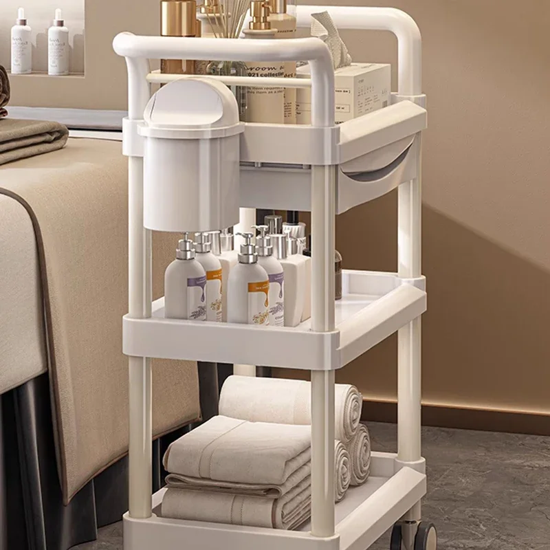 Factory Direct 2026 Simple Hair Cosmetic Rolling Salon Trolley Tool Cart Salon Trolley Makeup Manicure Lash Chariot Coiffure Bea image 4
