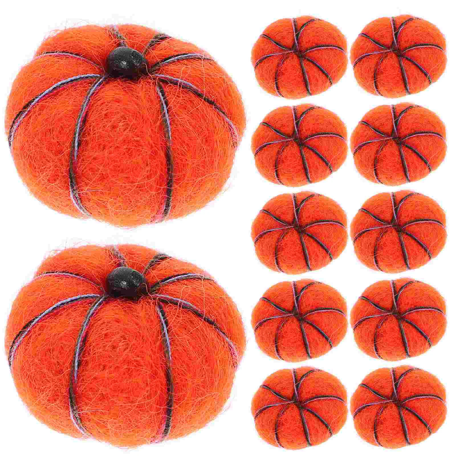 12 Pcs Wool Felt Pumpkin Shape Hanging Decor Halloween Ornaments Xmas Tags Christmas Wreath