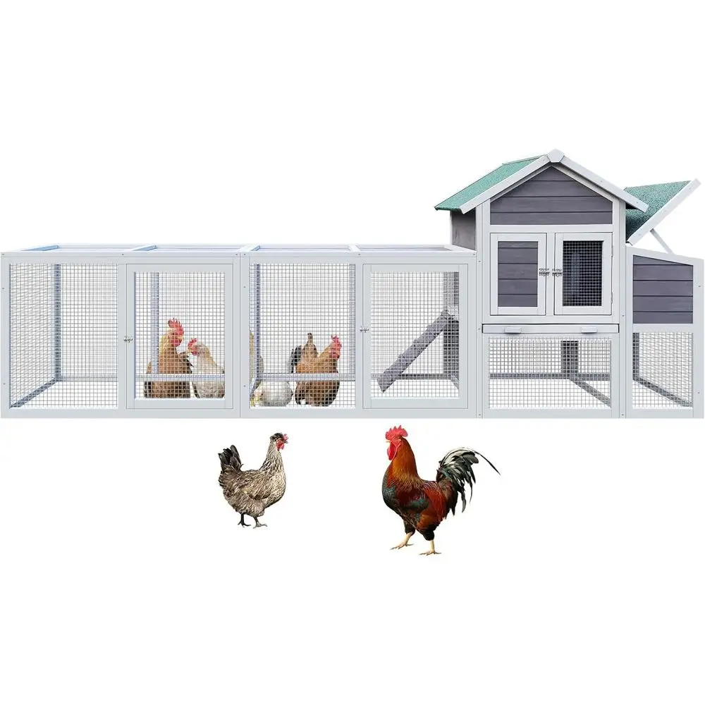 

Outdoor Wooden Hen House for 5-10 Chickens, Rust-Proof Metal Wire & Asphalt Roof, Walk-In Chicken Coops with Nesting Boxes, Perc