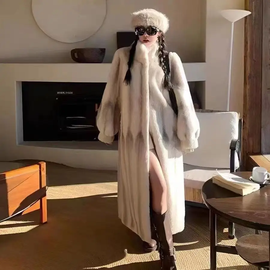 

Пальто с воротником из искусственного меха, женские зимние пуховые пальто со смешанной нашивкой из овечьей шерсти, свободные мото-стили с пятнистыми блоками Chaquetas Lazy Elastic