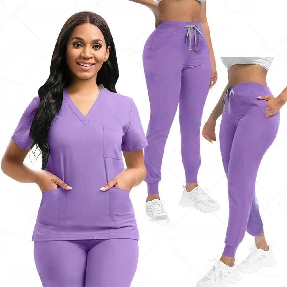 スリムフィット医療スクラブ制服女性スクラブセット看護アクセサリー病院手術ガウン歯科医院美容院作業服
