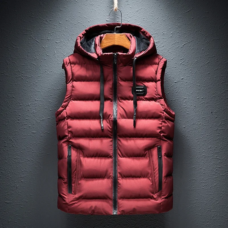 MAIDANGDI Men\'s sleeveless vest jacket winter fashion men\'s cotton padded vest jacket men\'s standing collar warm vest clothing