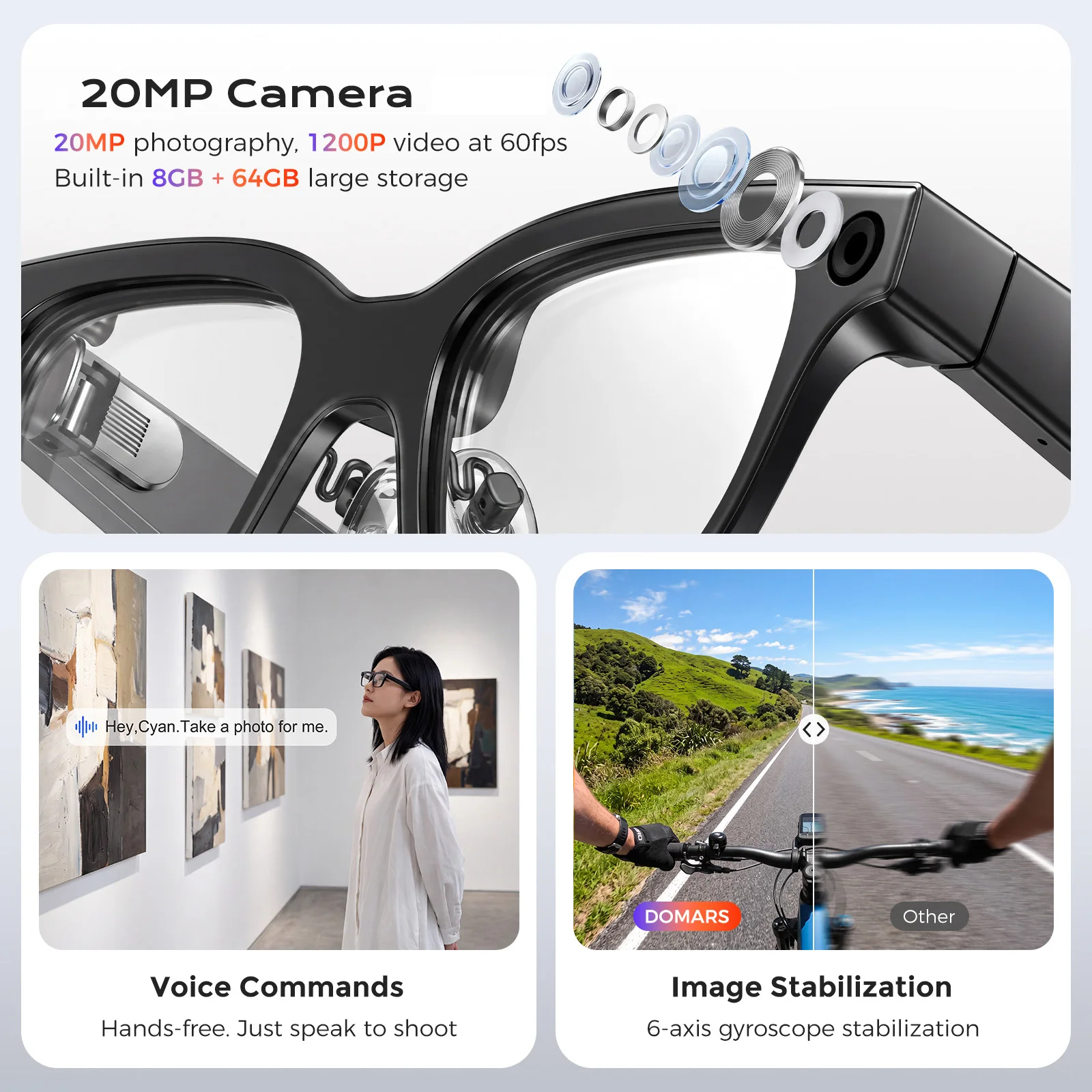 Domars AR Smart Glasses AI Real-Time 168 Languages Translation HUD Subtitle Speech Teleprompter for Meeting Travel
