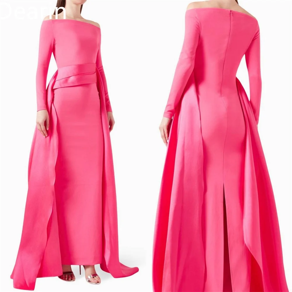 Customized Evening Gown Dearin Off-the-shoulder Column Floor Length Skirts Vertically Layered Bespoke Occasion Dresses Saudi Ara