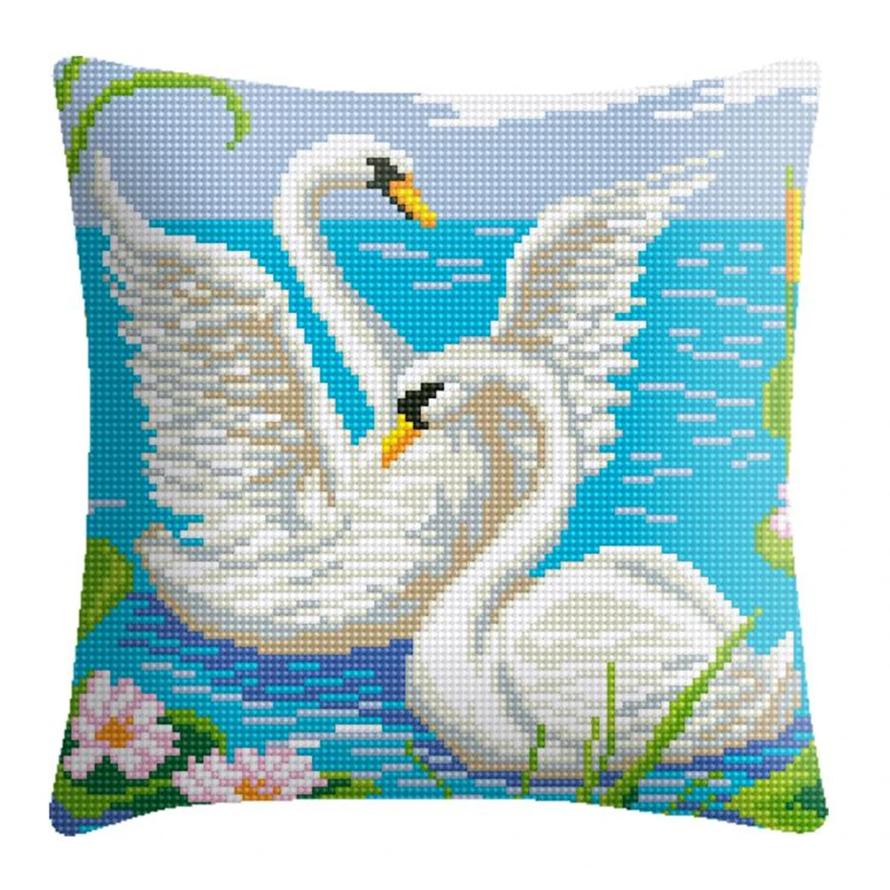 

DIY Tapered 6ct embroidery needlework embroidery on printed canvas Cross stitch accessories kit pillowcase home decor Swan pic