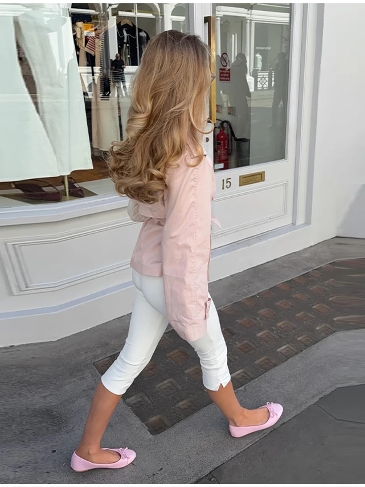 Lässige Rosa Doppelreihige Jacke für Damen, Schicker Stehkragen, Lange Ärmel, Taillengürtel, Frühjahrs-Mantel für Täglichen Arbeitsweg und Streetwear – Detail 12