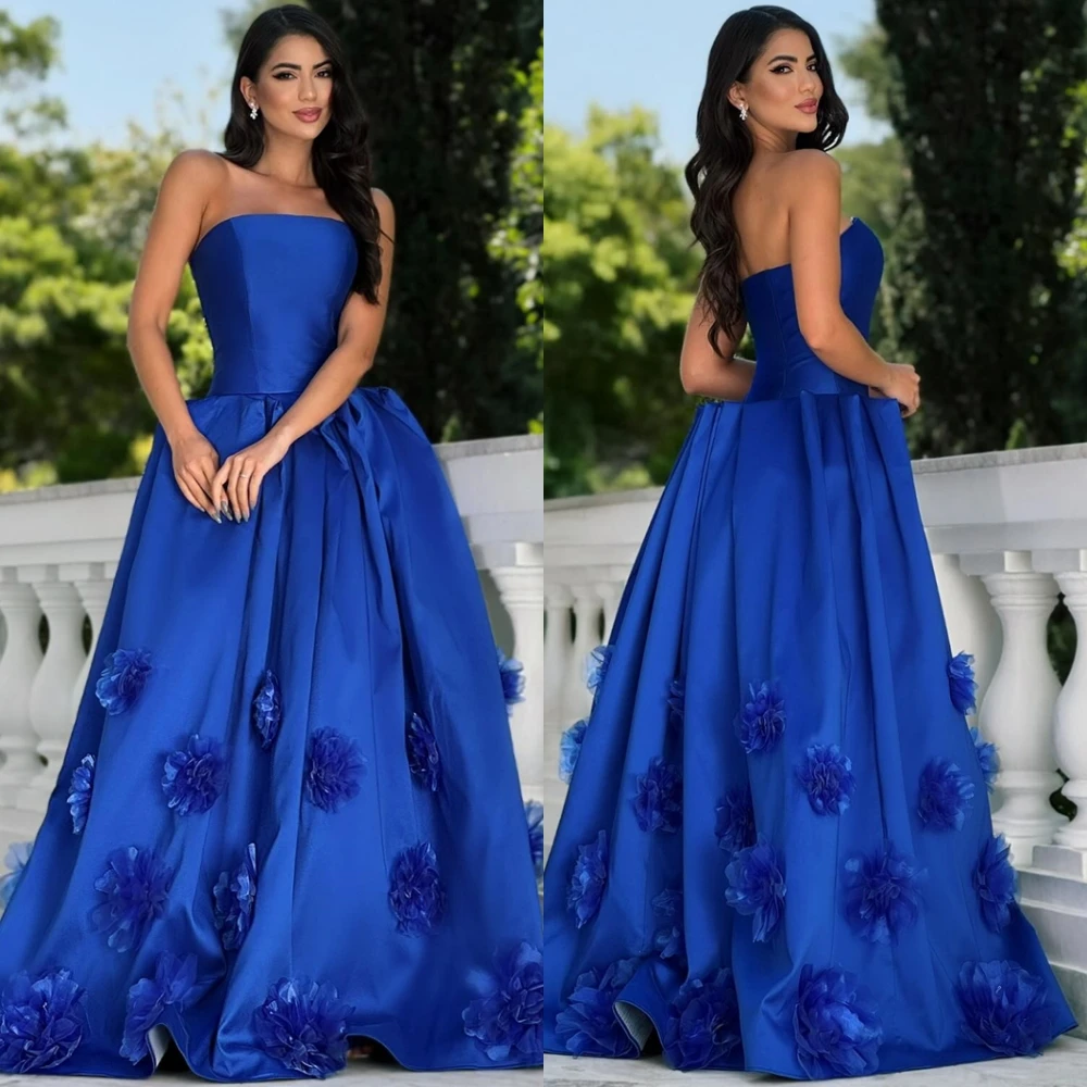 

Customized Exquisite Strapless Evening Dress Classic Sweep Train Cocktail Dress Fashion Sleeveless Special Occasion Gowns
