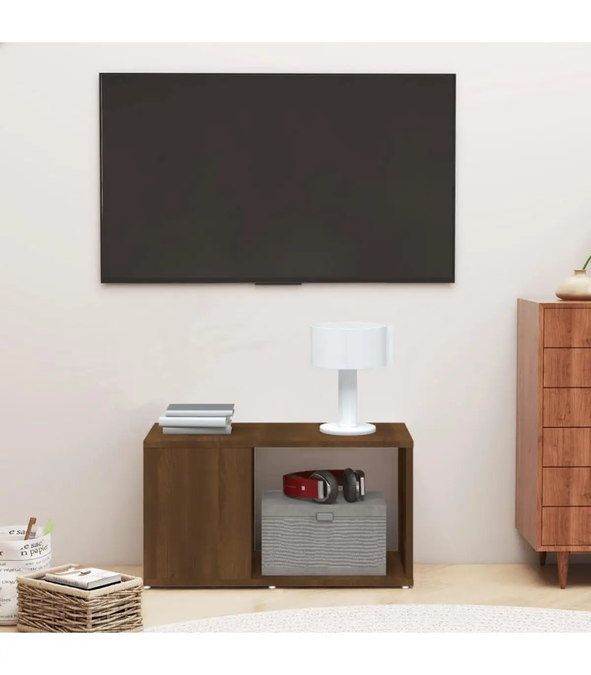 TV furniture TV furniture plywood brown oak 60x24x32 cm