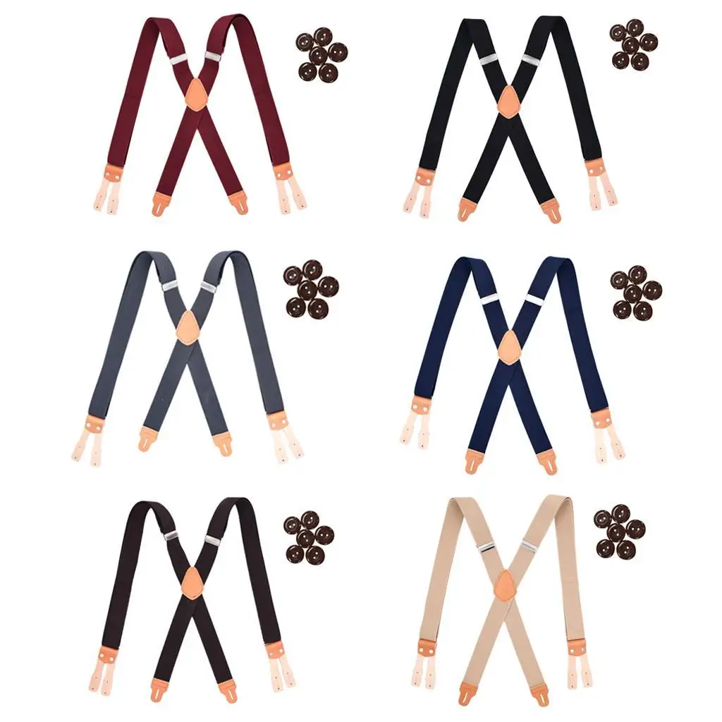 Men's suspenders, plain, Y-shaped, with button on the back,