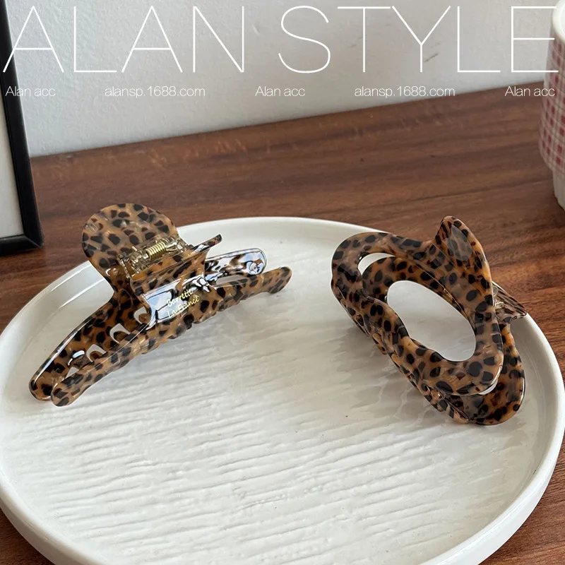 

Новая модная заколка-краб для волос в корейском стиле с леопардовым принтом, большой размер, для хвоста, уникальный дизайн, 1 шт.