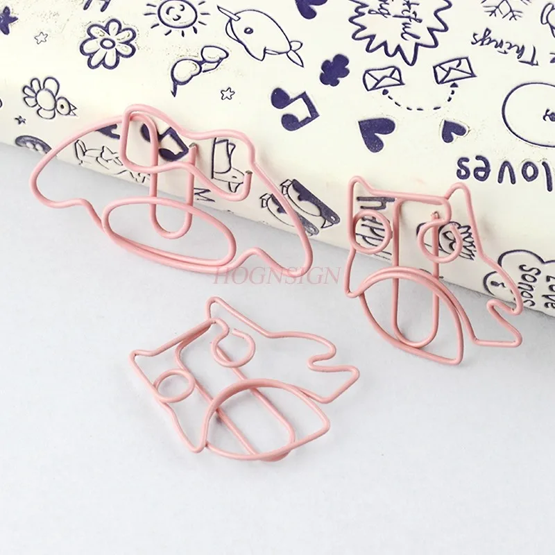 Cartoon Coruja Paper Clips, Marcadores bonitos, Rosa, Formas criativas, 10pcs