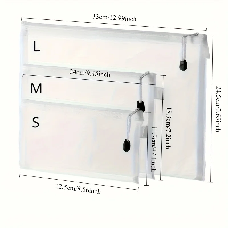 Organizador de documentos de malla de gran capacidad A6/A5/A4, sobres archivadores con cremallera de nailon transpirable con bolsa transparente para bolígrafos, 9 Uds.