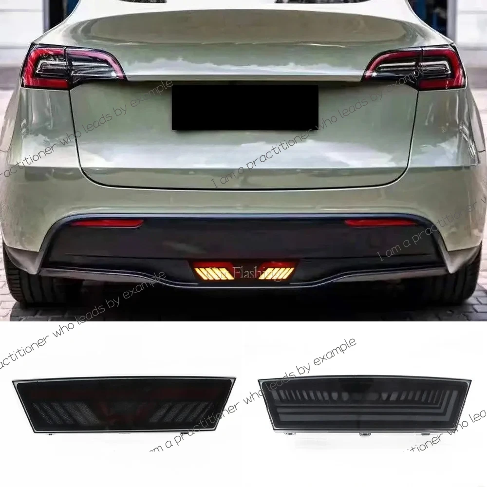 

1Pcs LED Bumper Light Rear Fog Lamp Brake Light Dynamic Turn Signal Reflector For Tesla Model Y 2019 2020 2021 2022 2023
