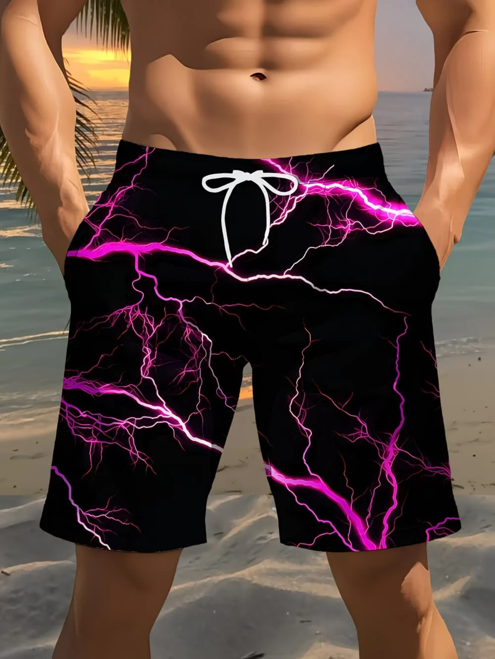Men's Hawaiian Swim Trunks 3D Gradient Palm Tree Print Beach Shorts Quick Dry Outdoor Fashion Sports Shorts Fashion Men's Shorts