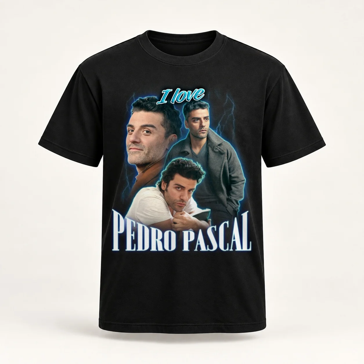 I Love Pedro Pascal Oscar Isaac Cursed Fan Collage T-Shirt t shirt man plain t shirt man casual T-Shirt