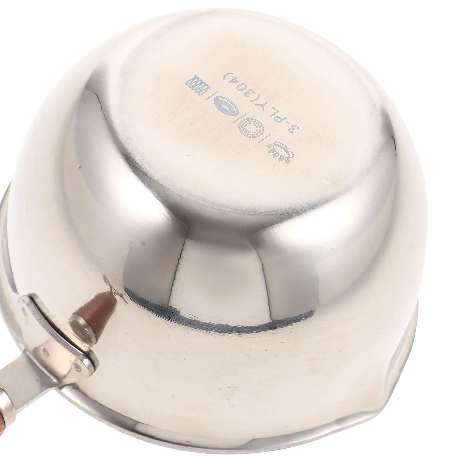 

Small Stainless Steel Saucepan With Wood Handle For Milk Water Oil Heating Multi-Use Pour Spout Pot Steaming Soup Pasta