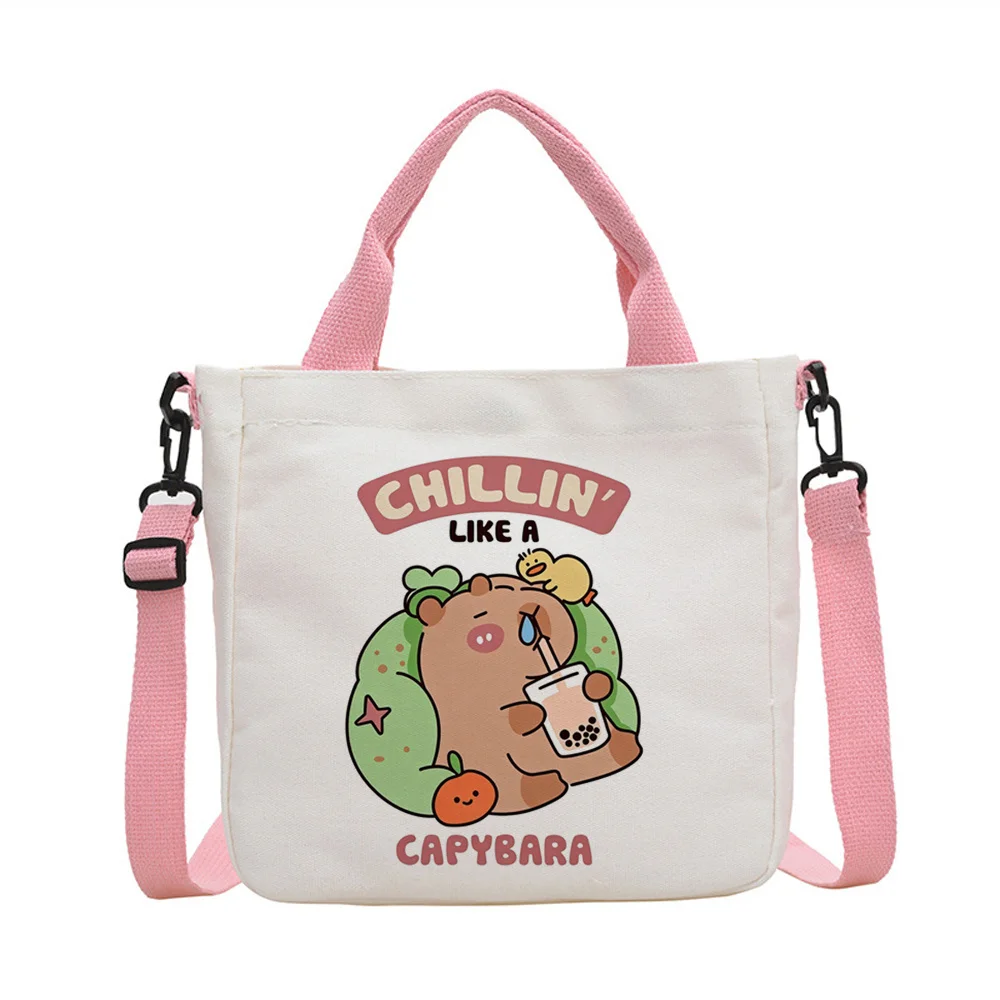 Capybara tote bag personnalisable grocery reusable foldable canvas  woman